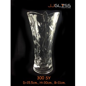 AMORN) Vase 300 SY - แจกันแก้วคริสตัล เจียระไน
